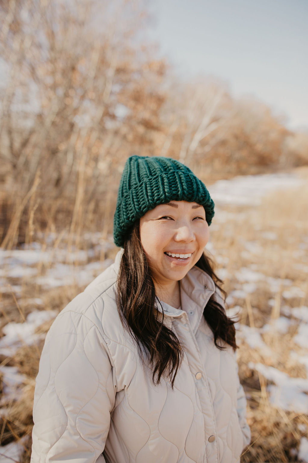 Forest Green Peruvian Wool Ribbed Knit Hat