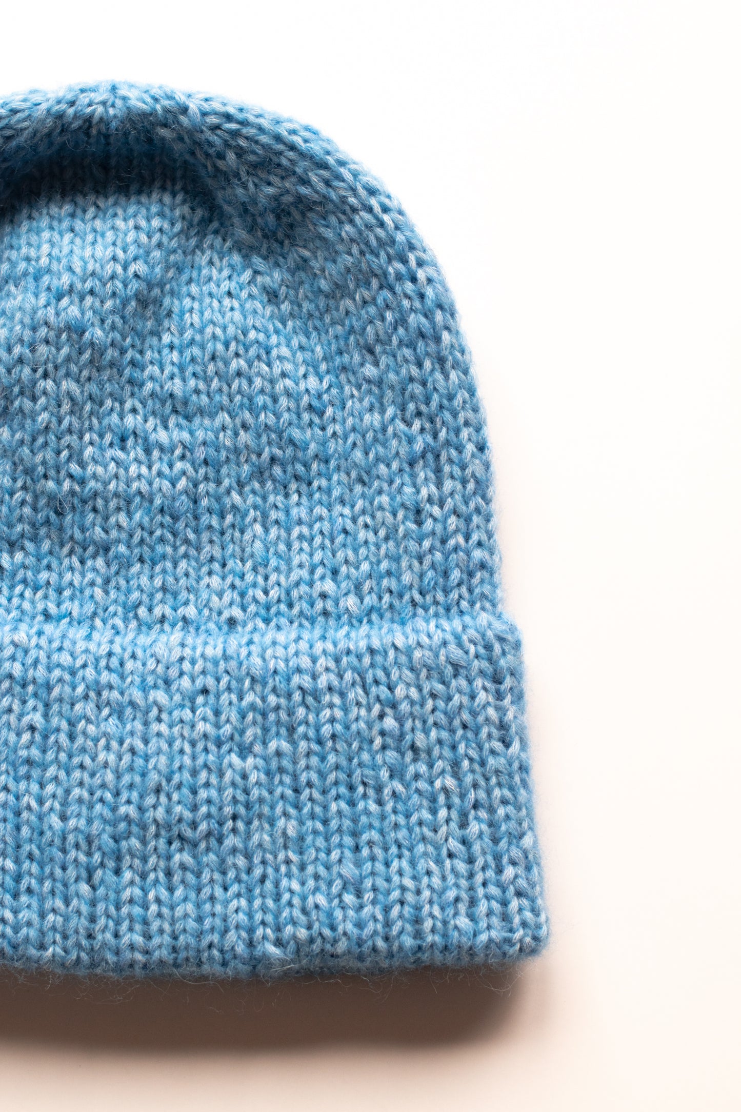 Hand Knit Blue Double Brim Beanie