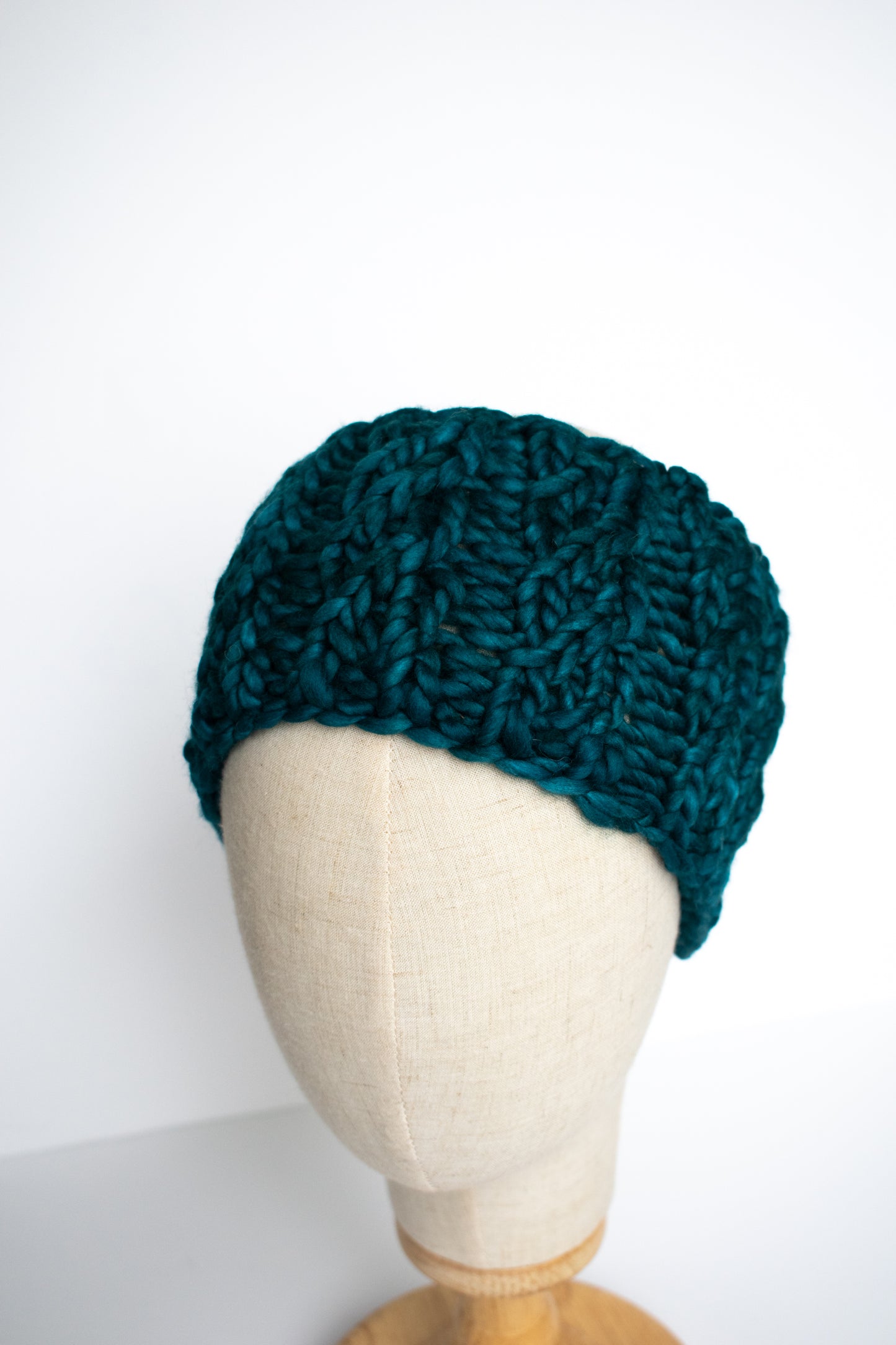 Teal Multi-Color Merino Wool Hand Knit Headband
