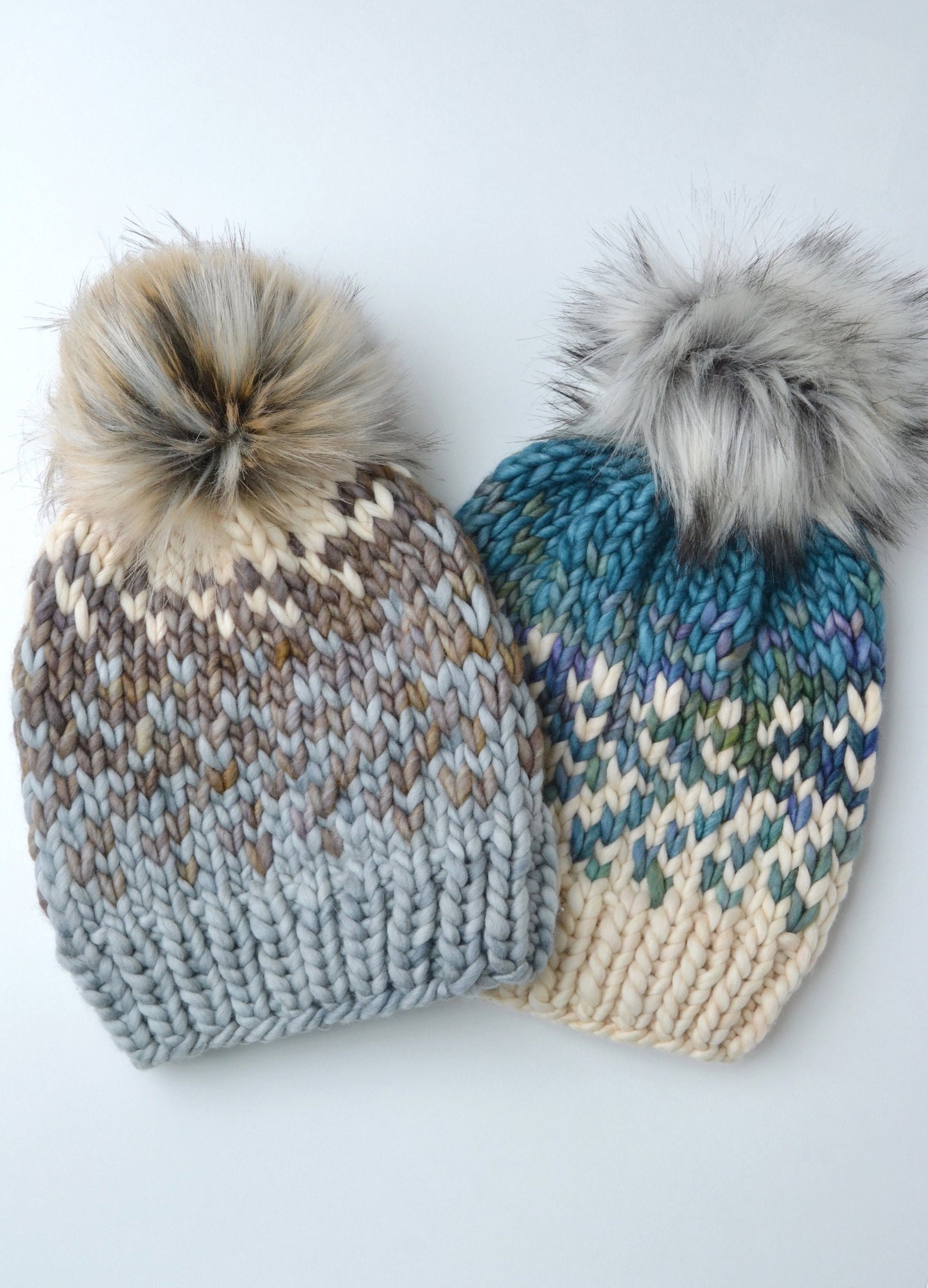 KNITTING PATTERN: Sunrise Hat in 5 Sizes | Easy Fair Isle Knit Hat Pattern | Super Bulky Yarn Scrap Yarn Pattern | Ombre Knitting Pattern