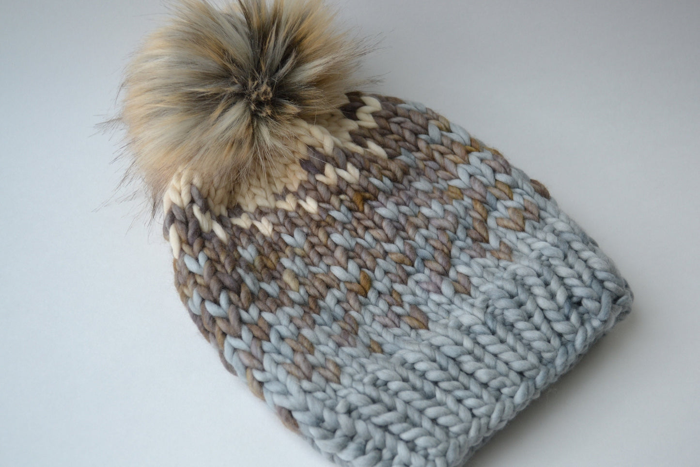 KNITTING PATTERN: Sunrise Hat in 5 Sizes | Easy Fair Isle Knit Hat Pattern | Super Bulky Yarn Scrap Yarn Pattern | Ombre Knitting Pattern
