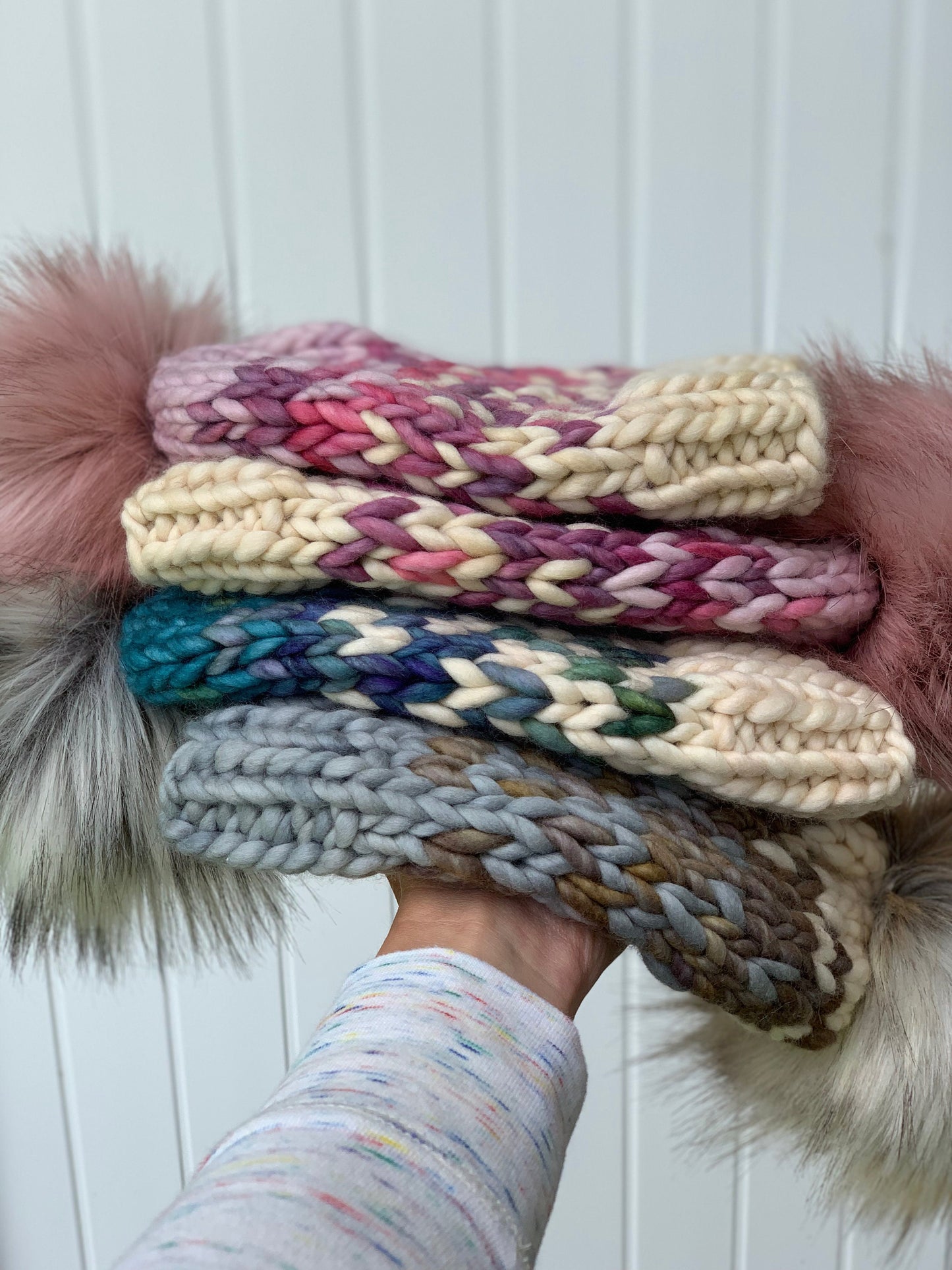 KNITTING PATTERN: Sunrise Hat in 5 Sizes | Easy Fair Isle Knit Hat Pattern | Super Bulky Yarn Scrap Yarn Pattern | Ombre Knitting Pattern
