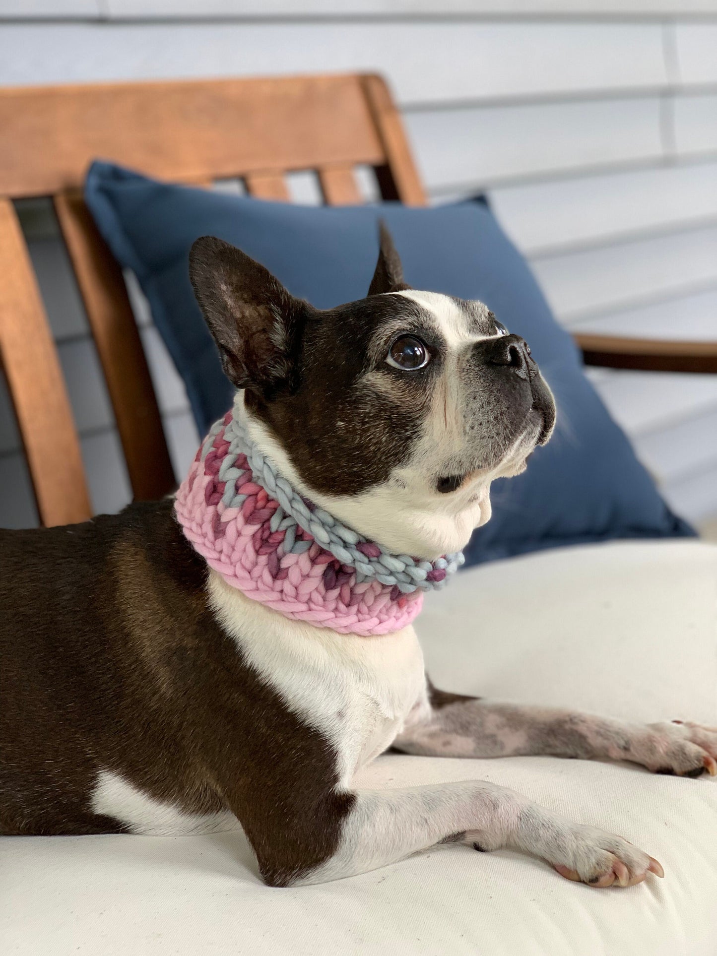 KNITTING PATTERN: Sunrise Pet Cowl | Easy Fair Isle Knit Cowl Pattern | Super Bulky Yarn Scrap Yarn Pattern