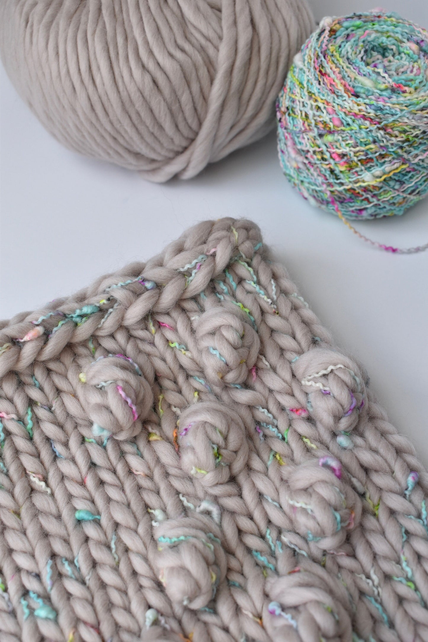 KNITTING PATTERN: Loppet Bobble Cowl | Easy Super Bulky Knit Cowl Pattern