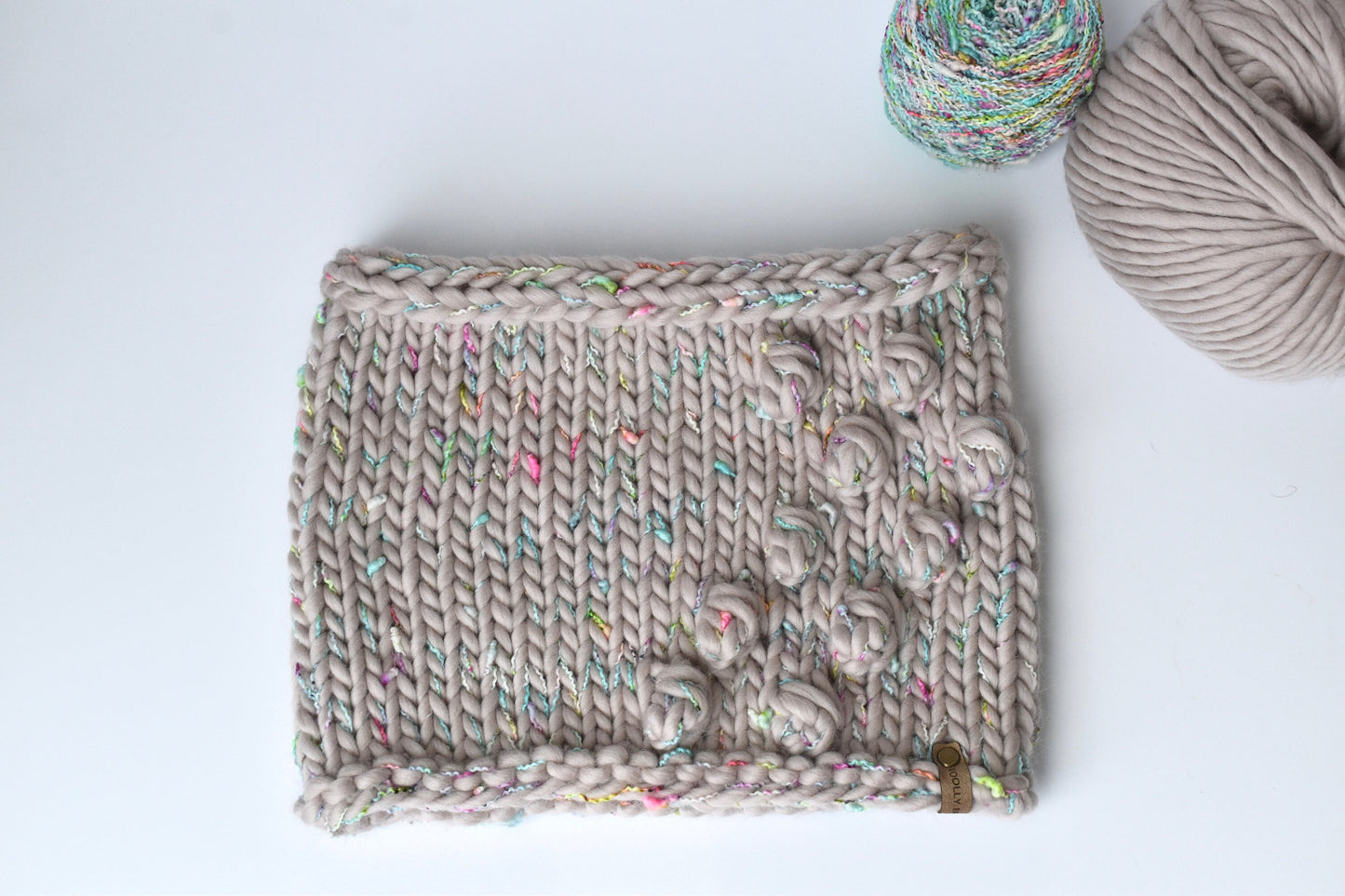 KNITTING PATTERN: Loppet Bobble Cowl | Easy Super Bulky Knit Cowl Pattern