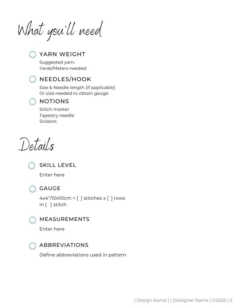 CANVA PATTERN TEMPLATE | Calm Theme | Knitting Pattern Template | Crochet Pattern Template | Canva Template