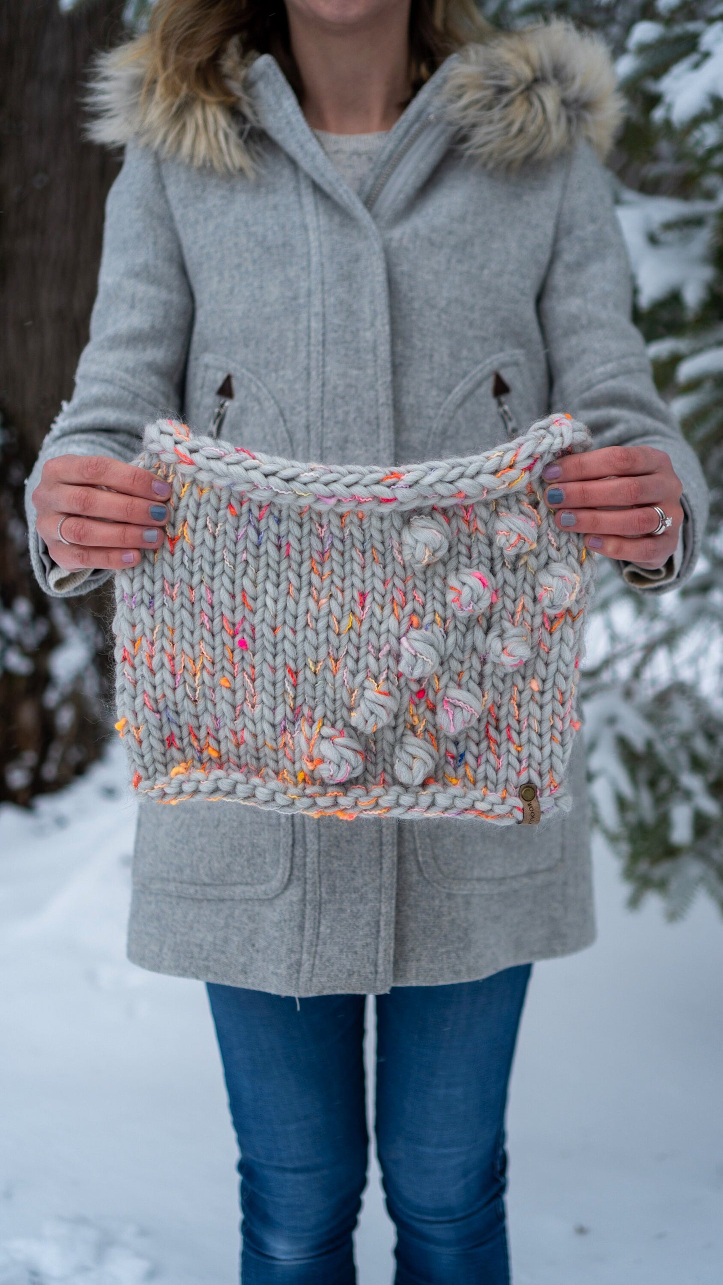 KNITTING PATTERN: Loppet Bobble Cowl | Easy Super Bulky Knit Cowl Pattern
