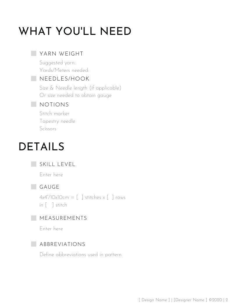 CANVA PATTERN TEMPLATE | Modern Theme | Knitting Pattern Template | Crochet Pattern Template | Canva Template