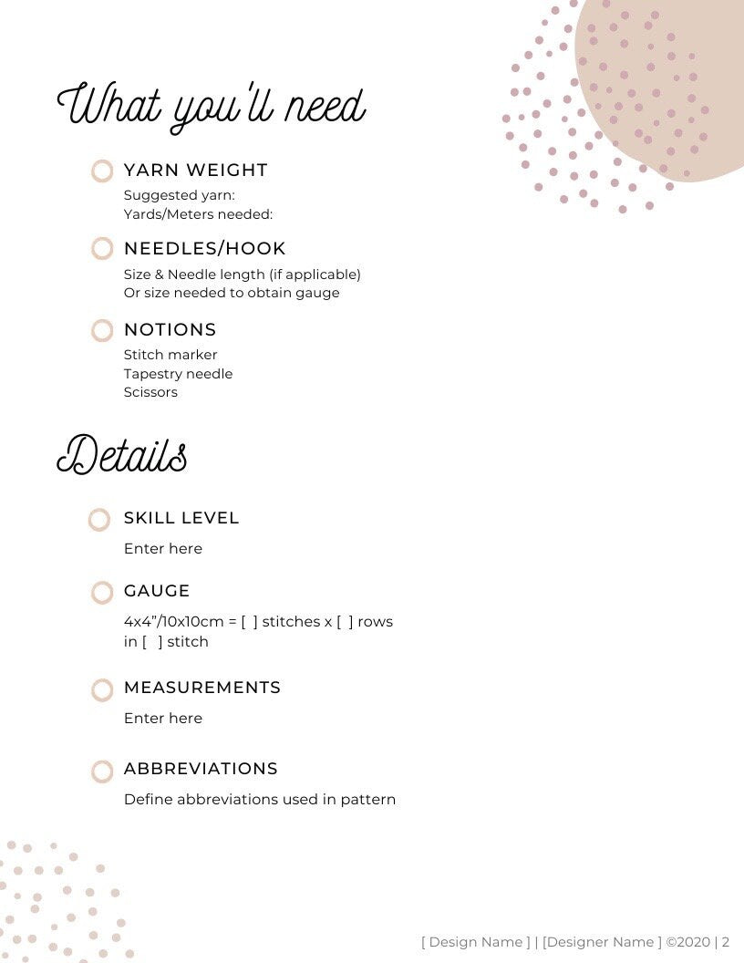 CANVA PATTERN TEMPLATE | Whimsical Theme | Knitting Pattern Template | Crochet Pattern Template | Canva Template
