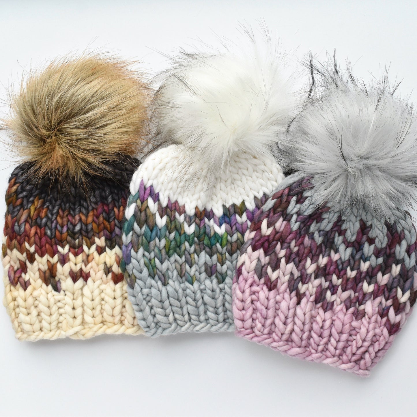 KNITTING PATTERN: Sunrise Hat in 5 Sizes | Easy Fair Isle Knit Hat Pattern | Super Bulky Yarn Scrap Yarn Pattern | Ombre Knitting Pattern
