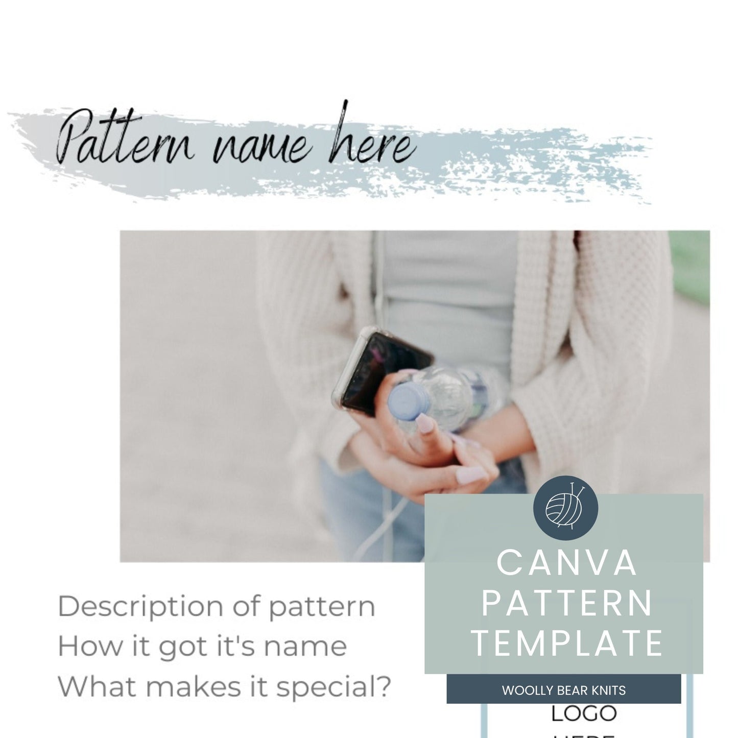 CANVA PATTERN TEMPLATE | Calm Theme | Knitting Pattern Template | Crochet Pattern Template | Canva Template
