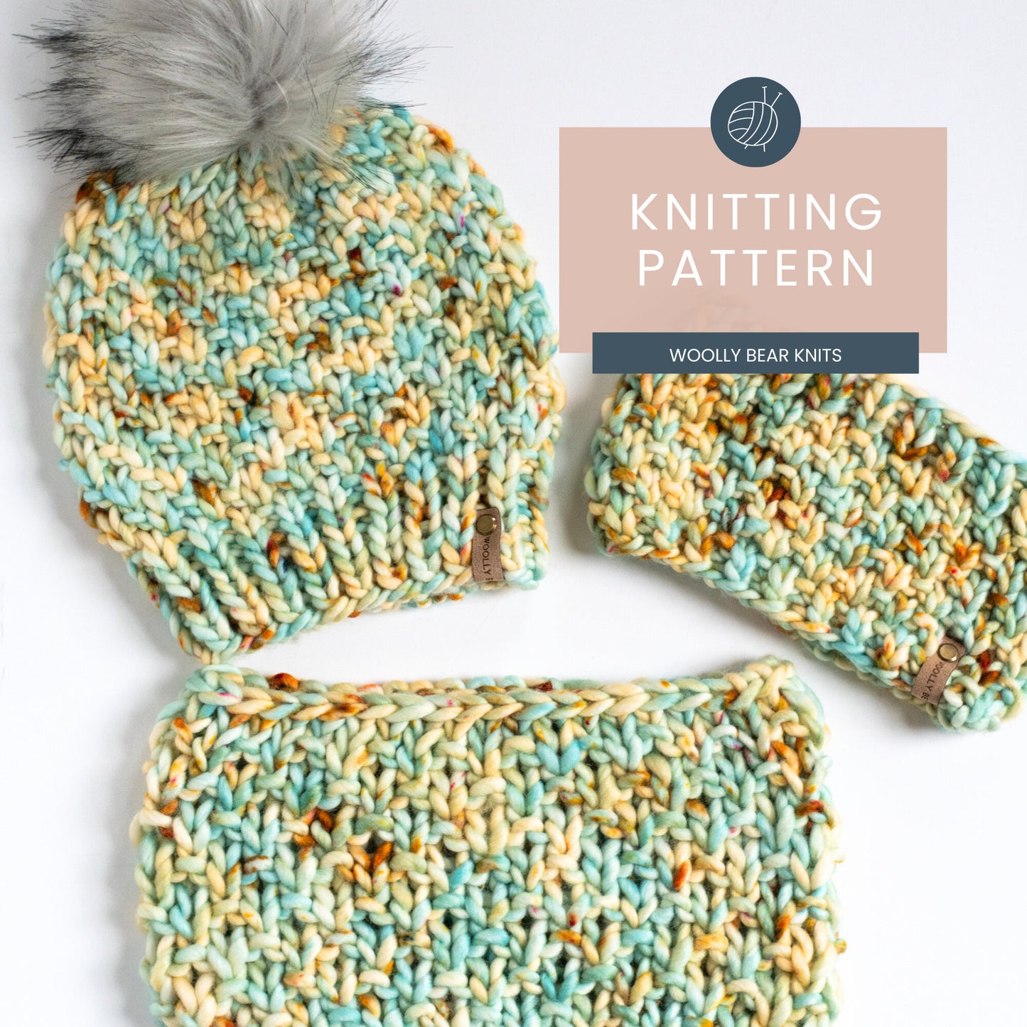 KNITTING PATTERN: Sandbar Pattern Set; Hat, Cowl, and Headband Knitting Pattern, Super Bulky Knitting Pattern, Easy Knitting Pattern