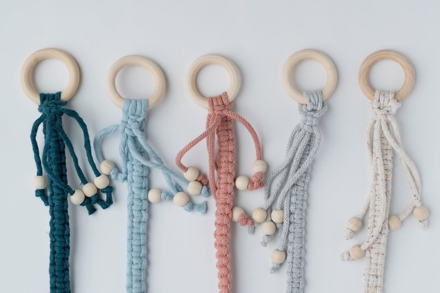 Macrame Yoga Mat Strap with wooden bead tassels and rings
