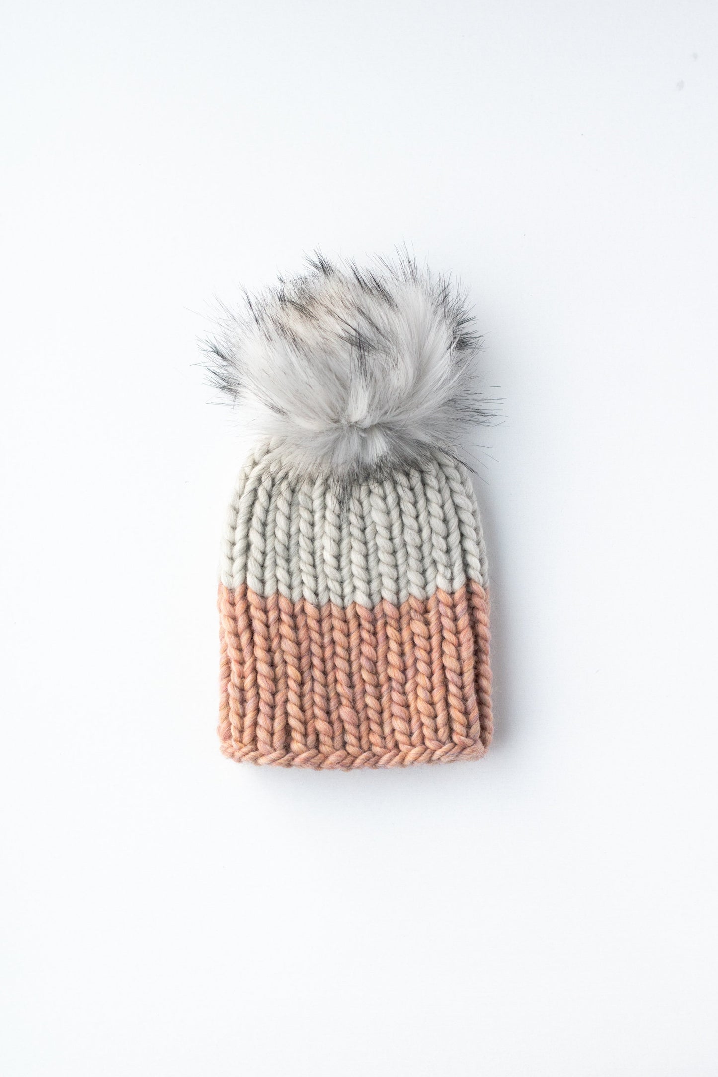 Child and Toddler Size Ribbed Knit Colorblock Peruvian Wool Hat | Children's Chunky Knit Hat | Toddler Kids Winter Knit Hat