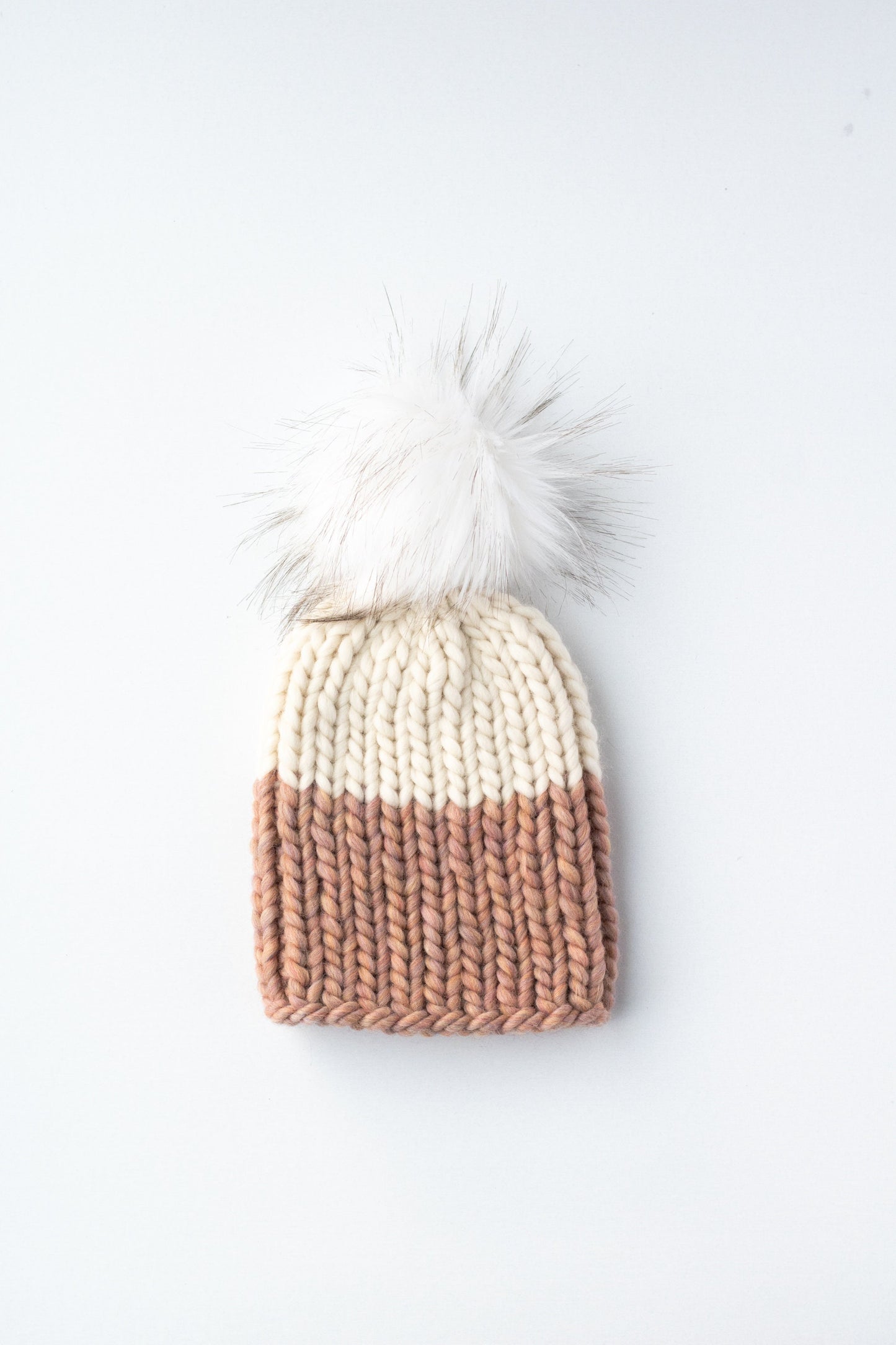 Child and Toddler Size Ribbed Knit Colorblock Peruvian Wool Hat | Children's Chunky Knit Hat | Toddler Kids Winter Knit Hat