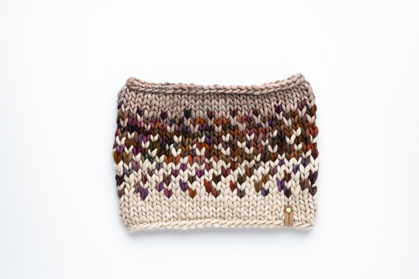 Gray and Brown Multicolor Merino Wool Fair Isle Hand Knit Cowl