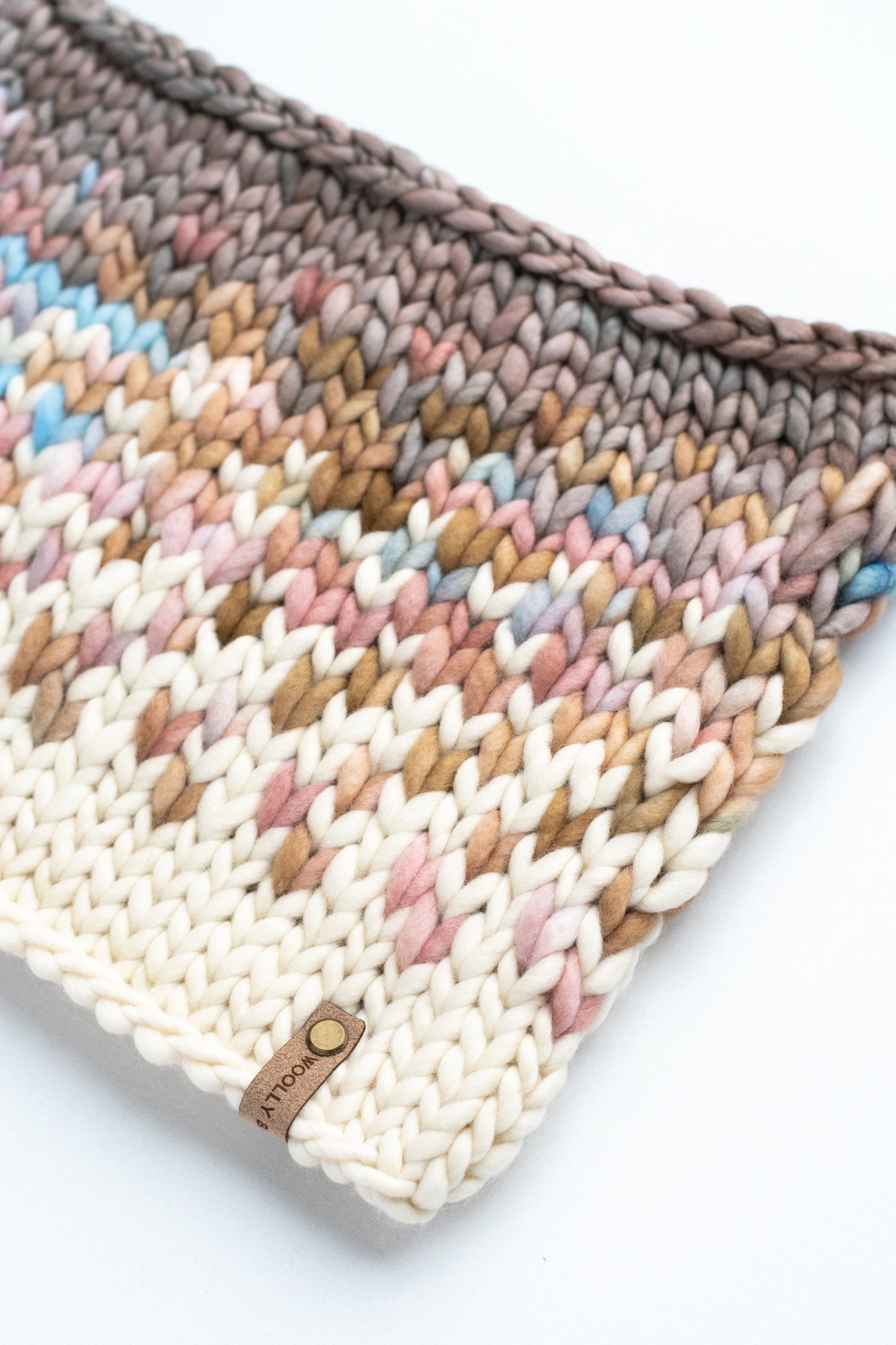 Blush and Beige Merino Wool Fair Isle Hand Knit Cowl