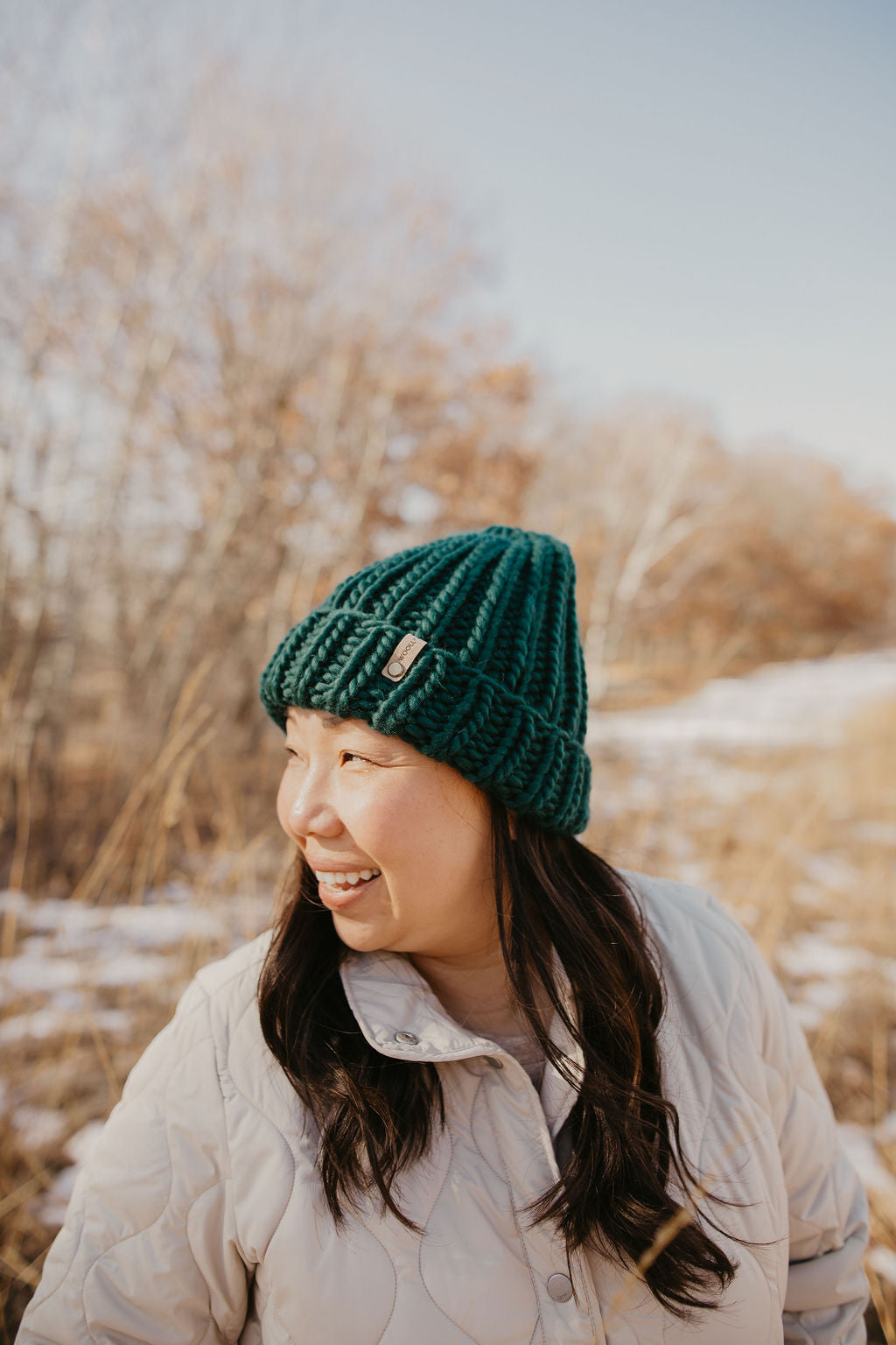 Forest Green Peruvian Wool Ribbed Knit Hat