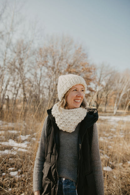 Ivory Merino Wool Hand Knit Cowl