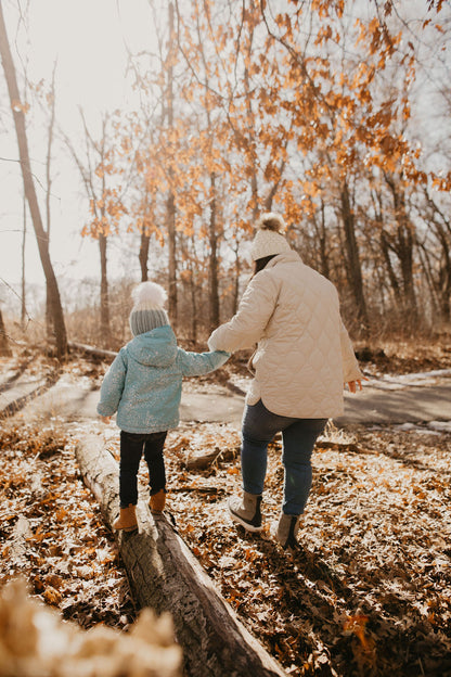 Ivory Merino Wool Knit Hat with Faux Fur Pom Pom