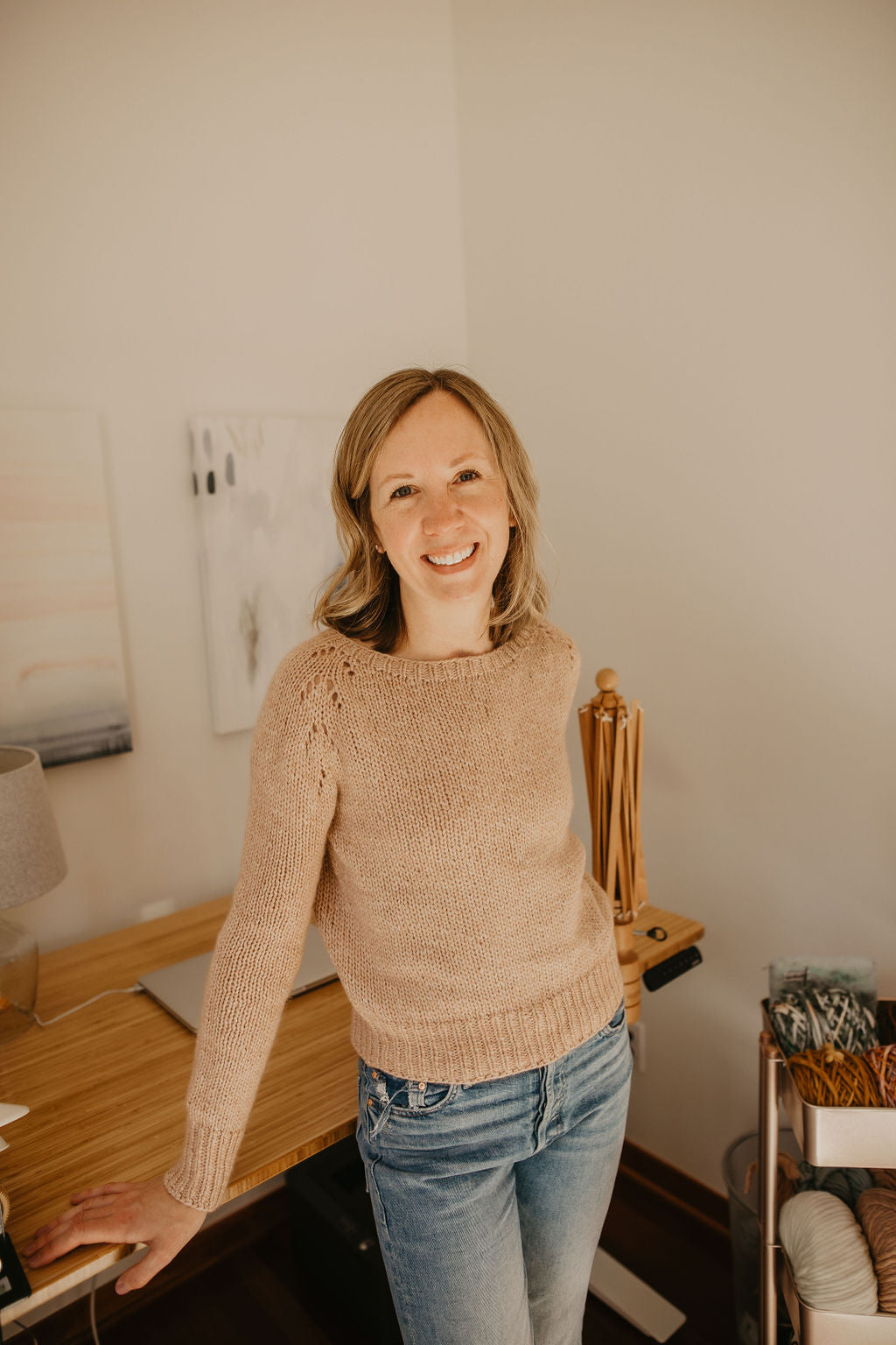 Dusty Pink Eyelet Raglan Sweater