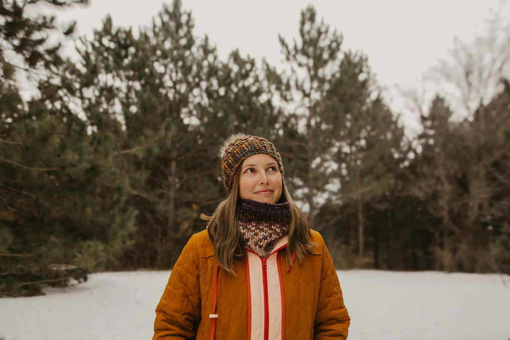 Gray and Multicolor Merino Wool Fair Isle Hand Knit Cowl