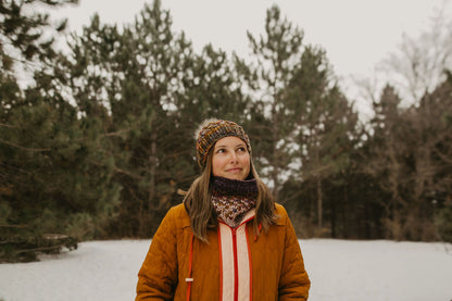 Gray and Multicolor Merino Wool Fair Isle Hand Knit Cowl
