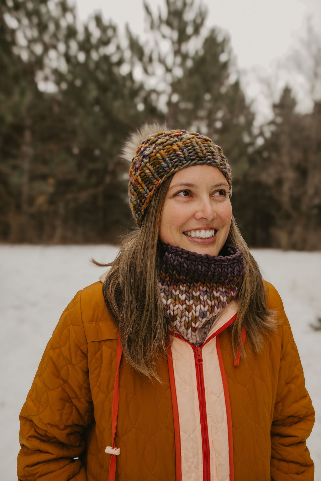 Gray and Multicolor Merino Wool Fair Isle Hand Knit Cowl