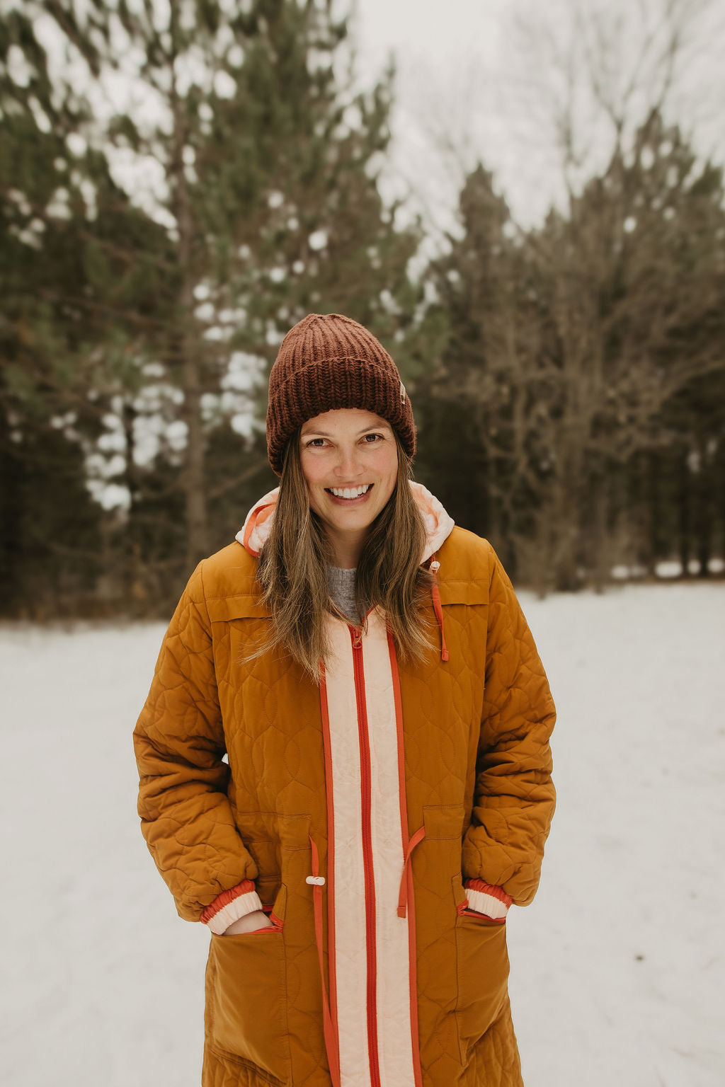 Chocolate Brown Merino Wool Hand Knit Ribbed Beanie