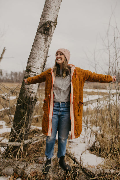 Pink Merino Wool Hand Knit Ribbed Beanie