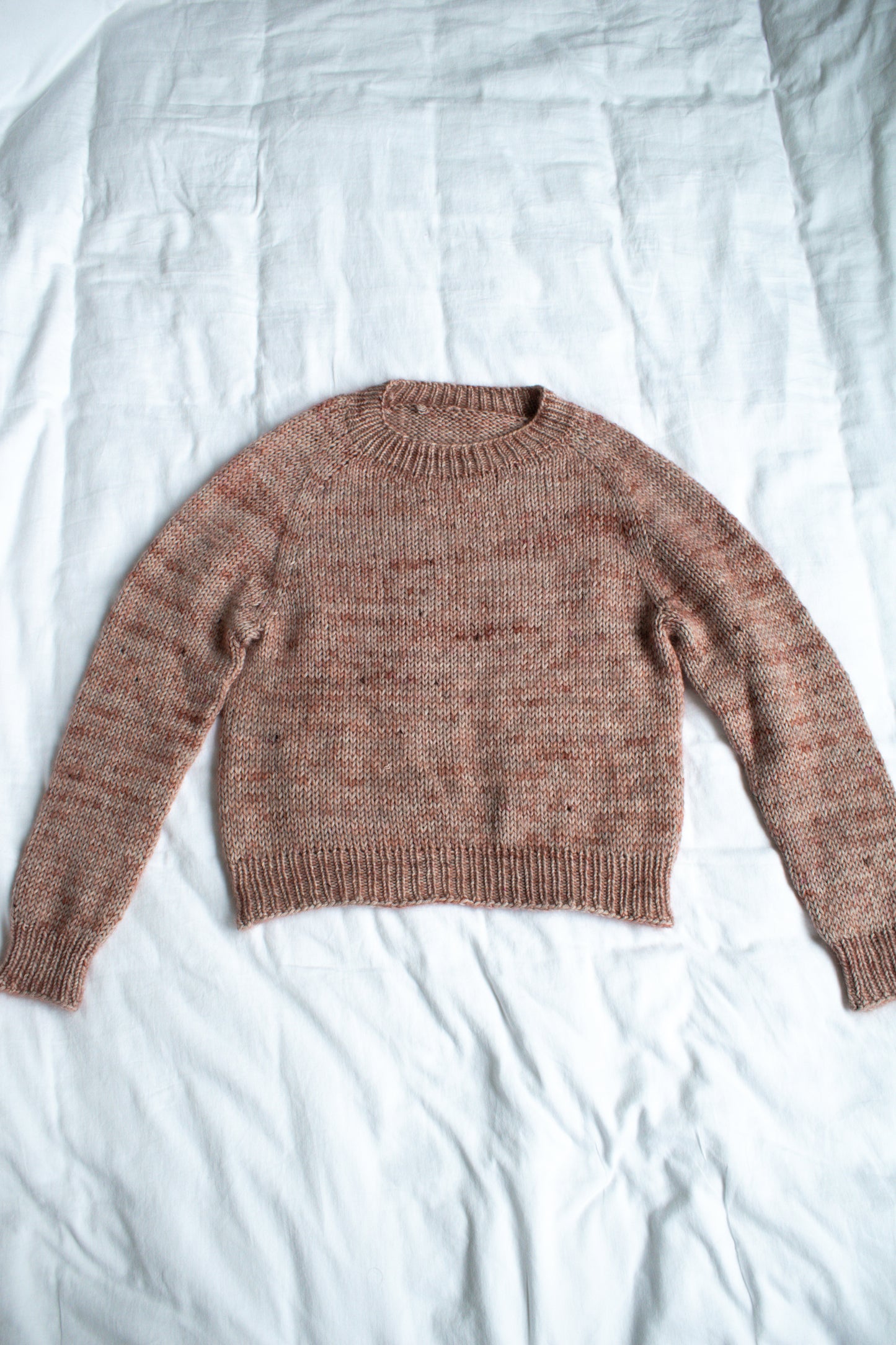 Rose Gold Hand Knit Sweater - Merino + Mohair, Size Small