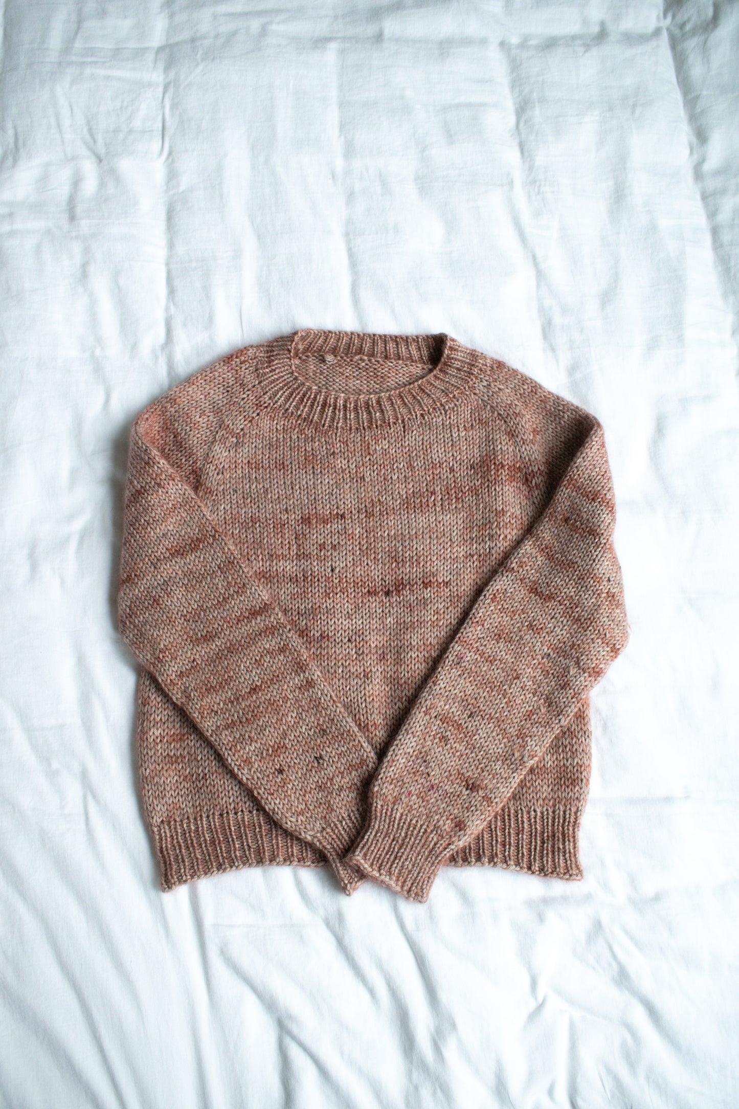 Rose Gold Hand Knit Sweater - Merino + Mohair, Size Small