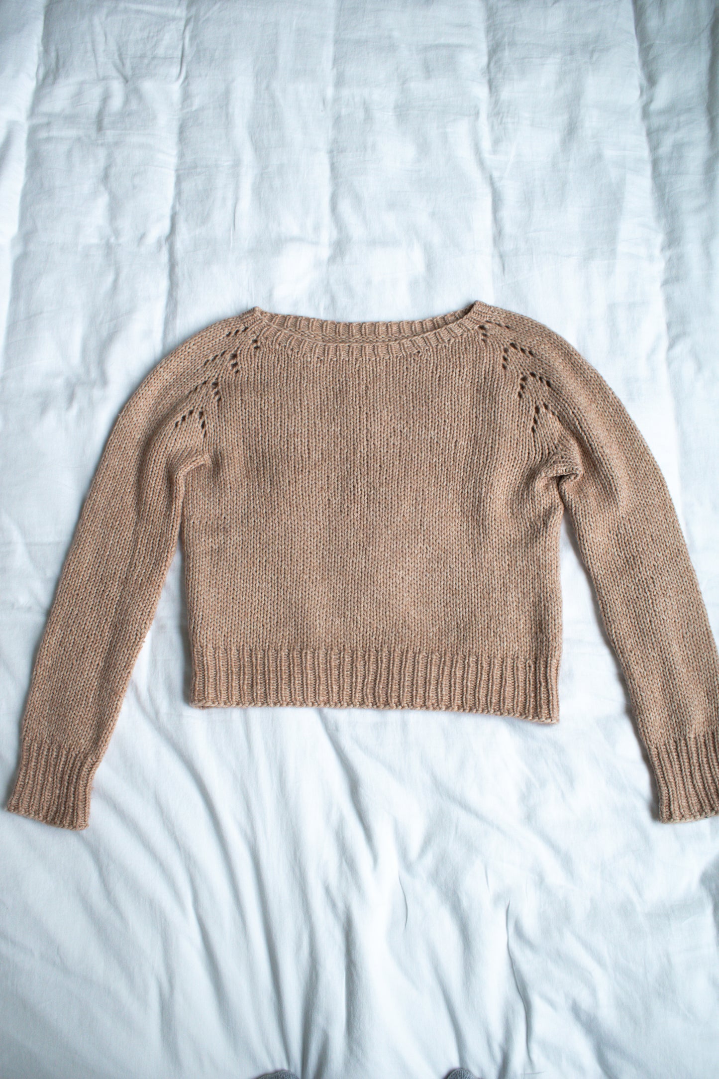 Dusty Pink Eyelet Raglan Sweater