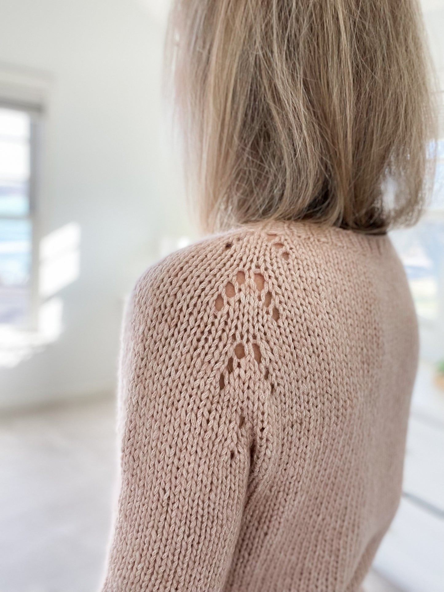 Dusty Pink Eyelet Raglan Sweater