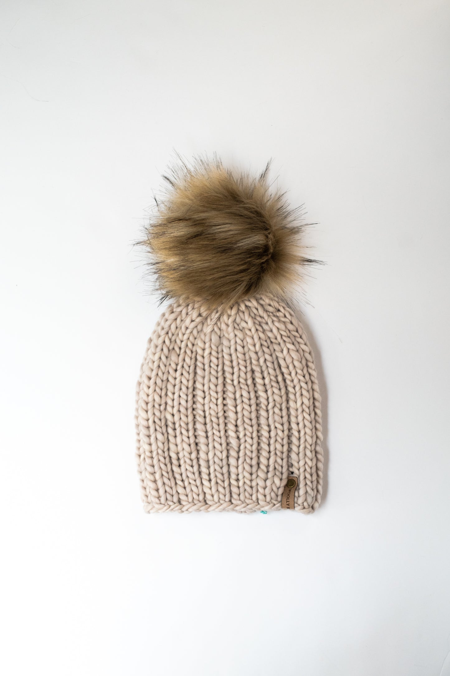 WHOLESALE: Merino or Peruvian Wool Knit Hat with Faux Fur Pom Pom