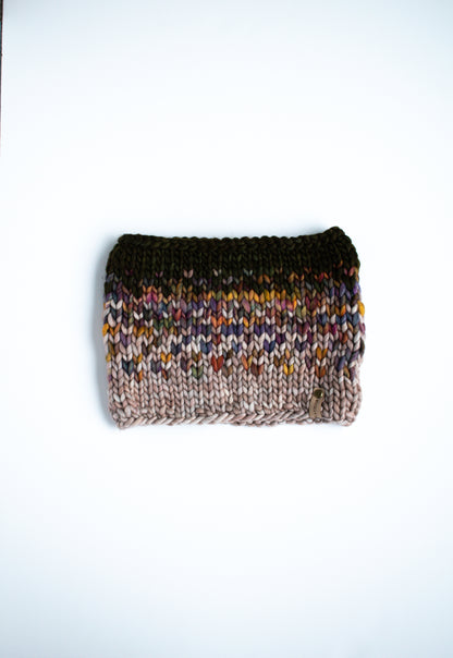 Green and Multicolor Merino Wool Fair Isle Hand Knit Cowl