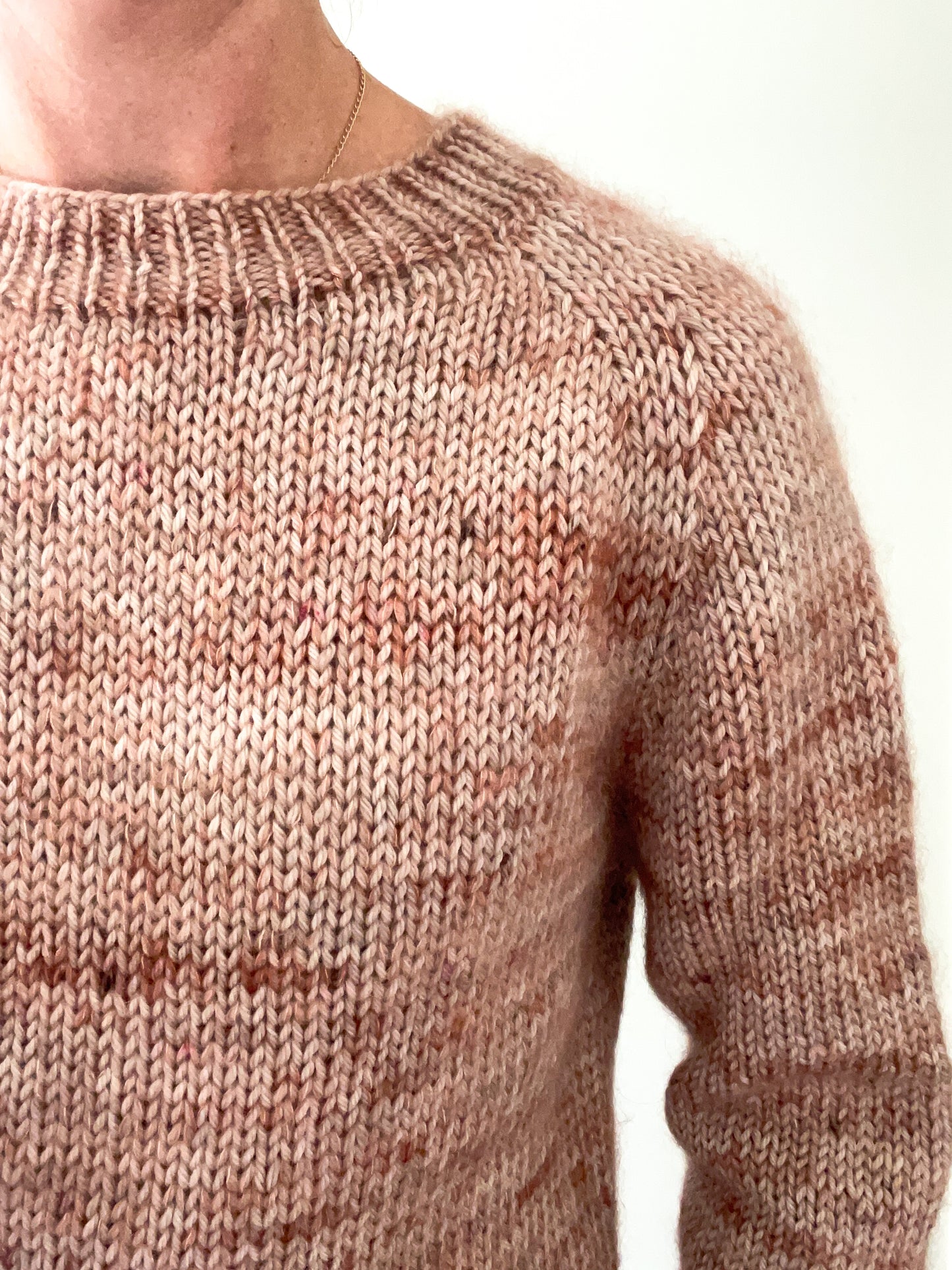 Rose Gold Hand Knit Sweater - Merino + Mohair, Size Small