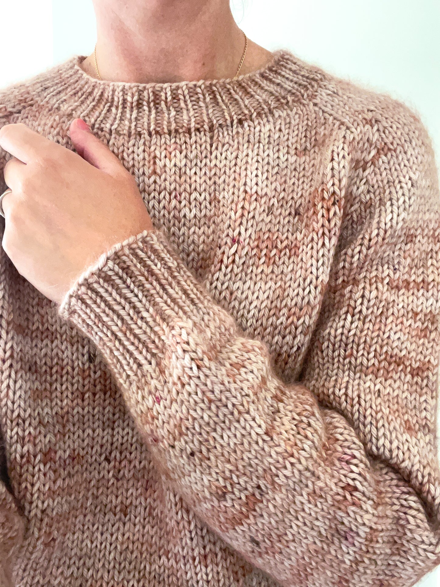 Rose Gold Hand Knit Sweater - Merino + Mohair, Size Small