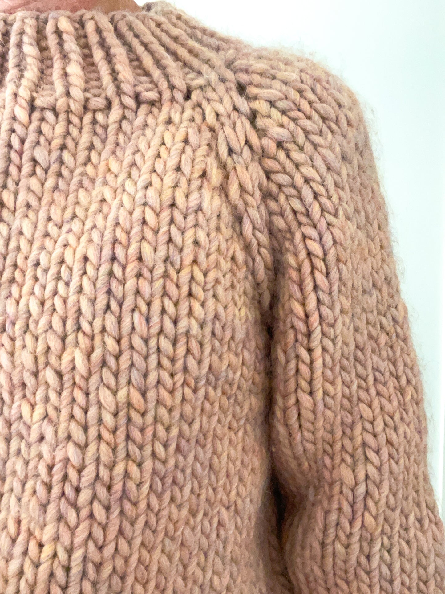 Chunky Pink Raglan Sweater, Size Small
