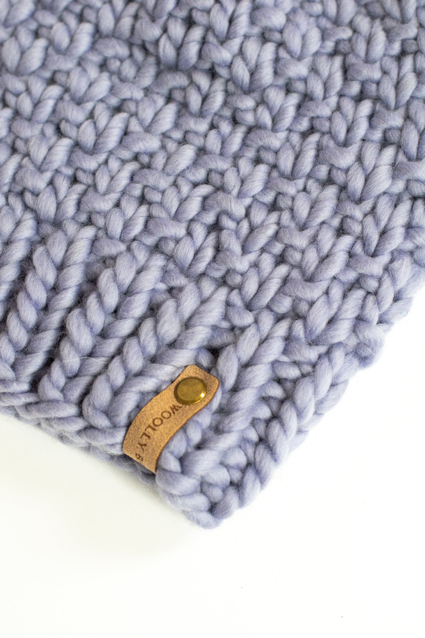 Purple Merino Wool Knit Hat with Faux Fur Pom Pom