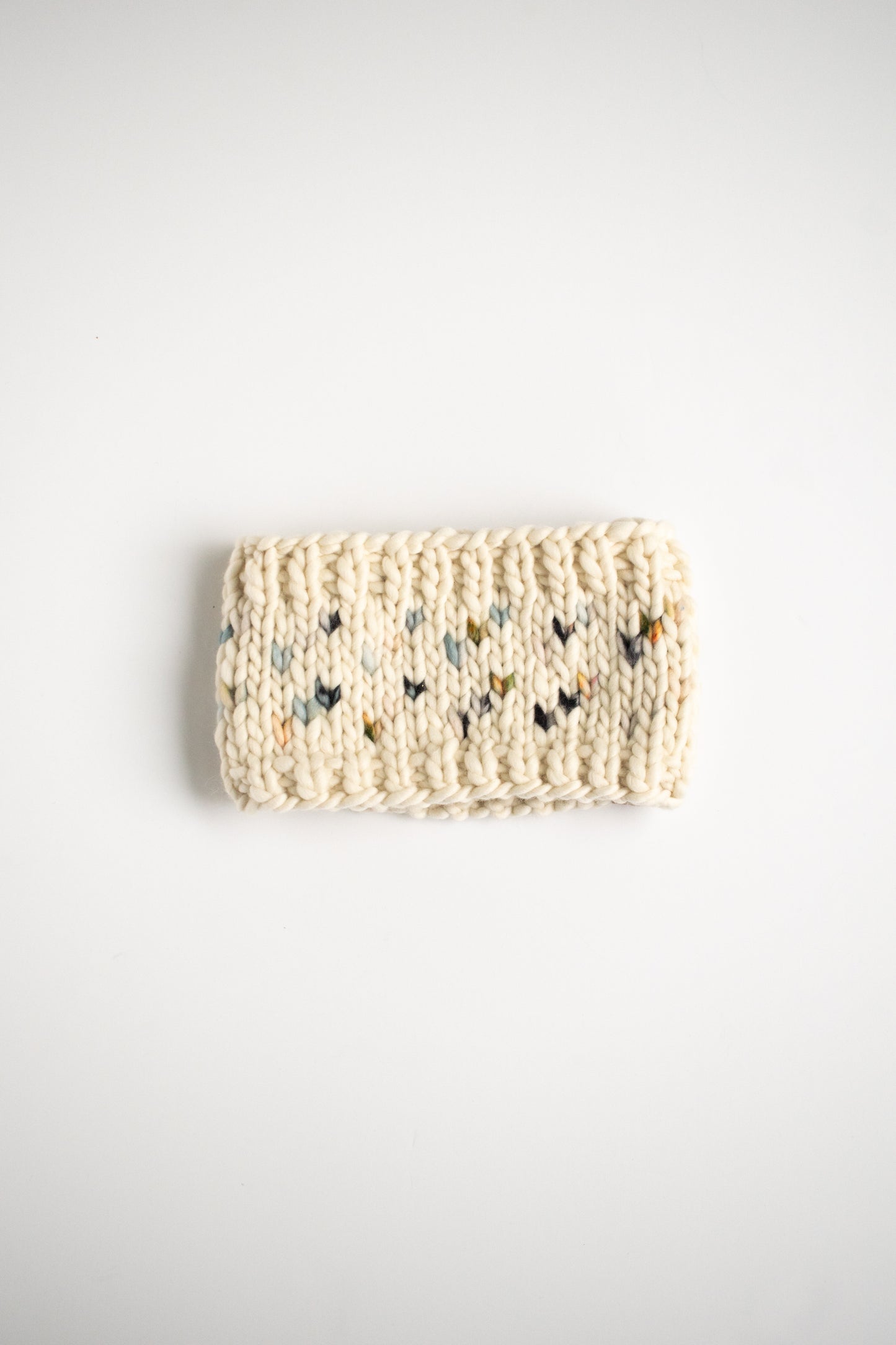 Ivory Fair Isle Merino Wool Hand Knit Headband
