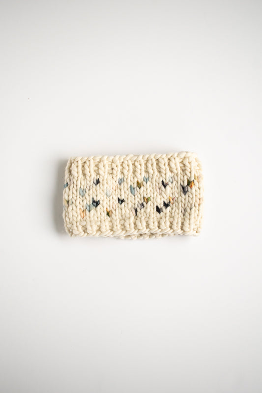 Ivory Fair Isle Merino Wool Hand Knit Headband
