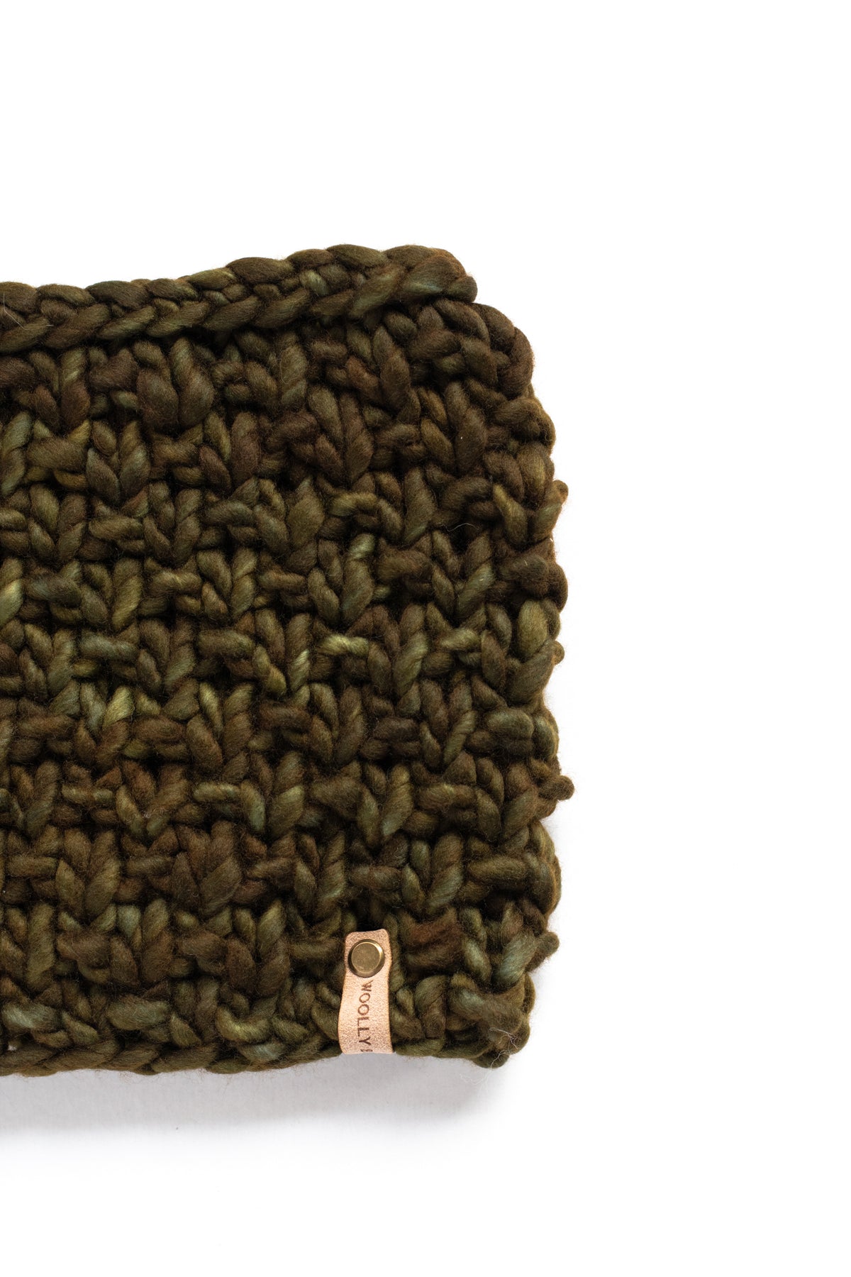 Olive Green Merino Wool Hand Knit Cowl