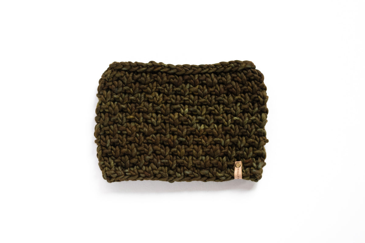 Olive Green Merino Wool Hand Knit Cowl