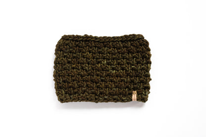 Olive Green Merino Wool Hand Knit Cowl