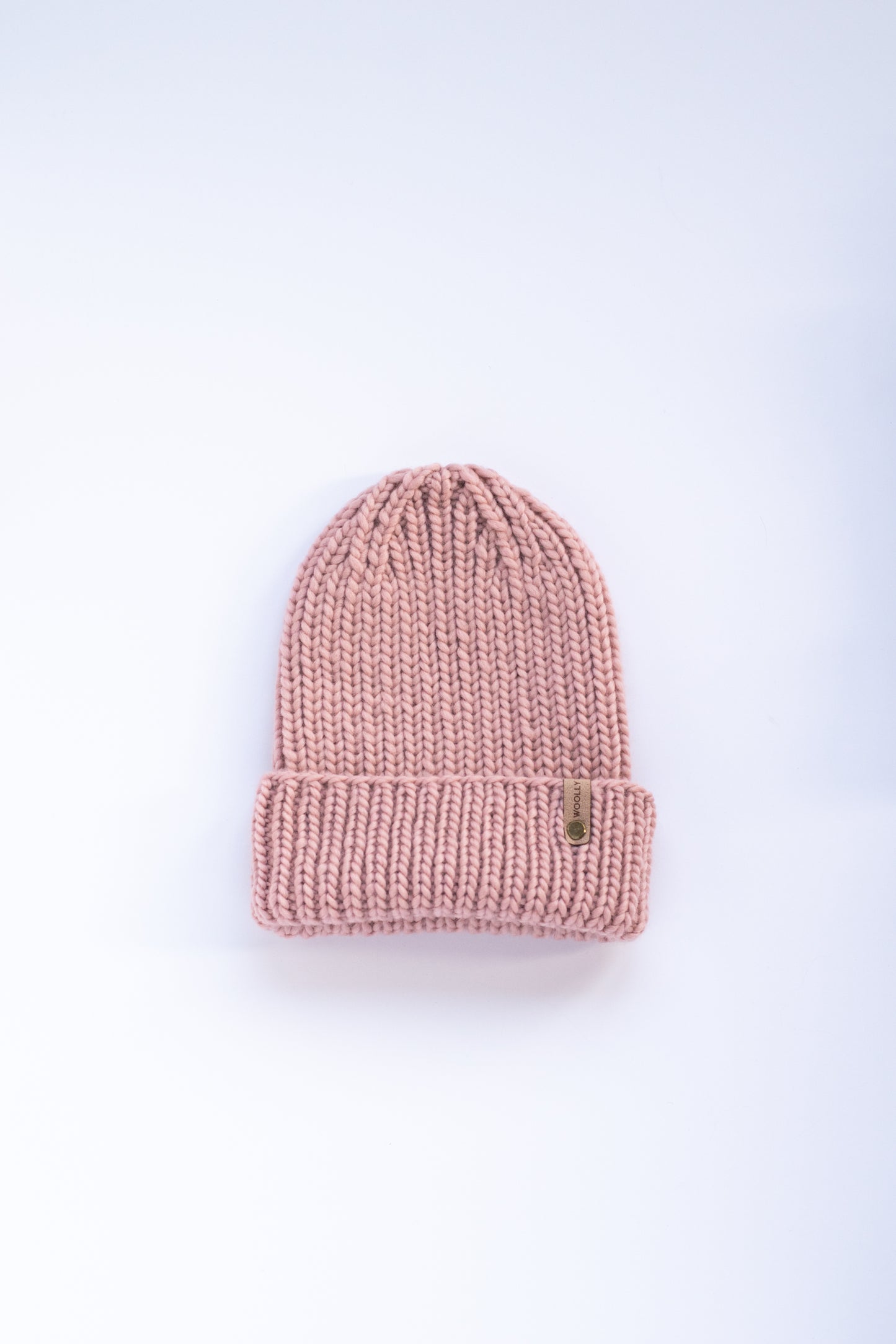 Pink Merino Wool Hand Knit Ribbed Beanie