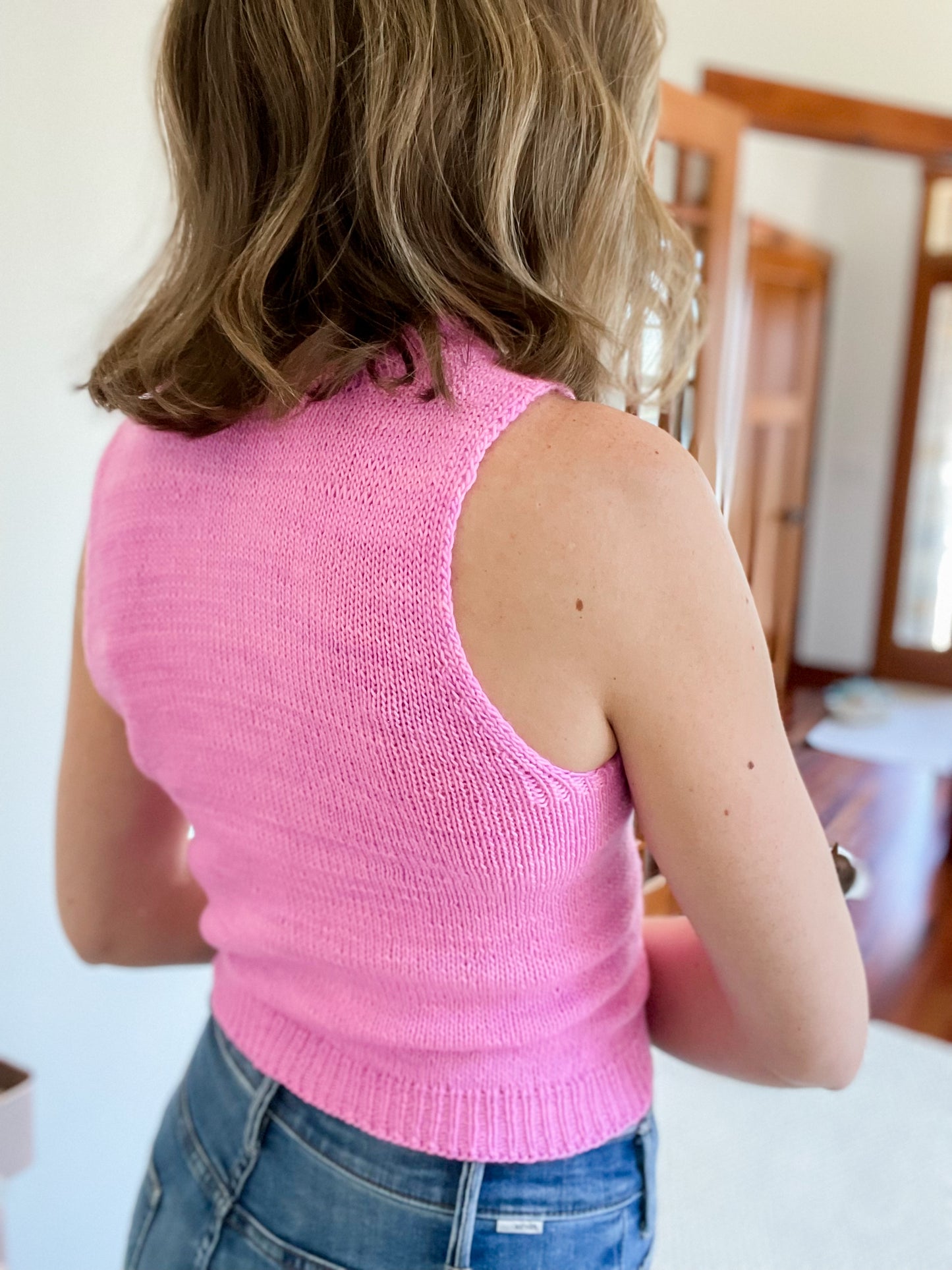 Bright Pink Tank Sweater, Size XS