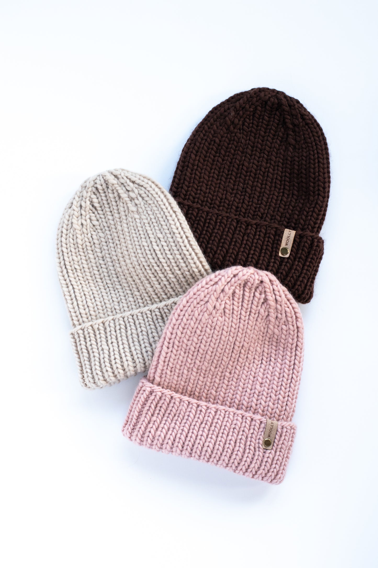 Beige Merino Wool Hand Knit Ribbed Beanie