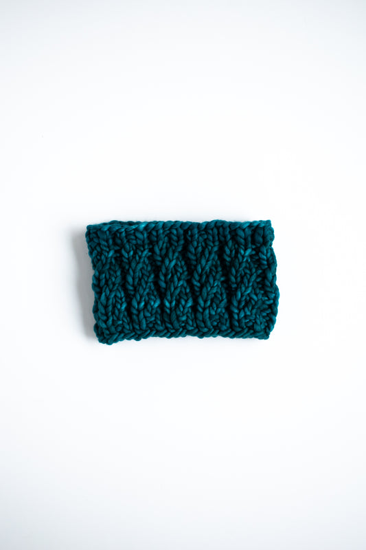 Teal Multi-Color Merino Wool Hand Knit Headband