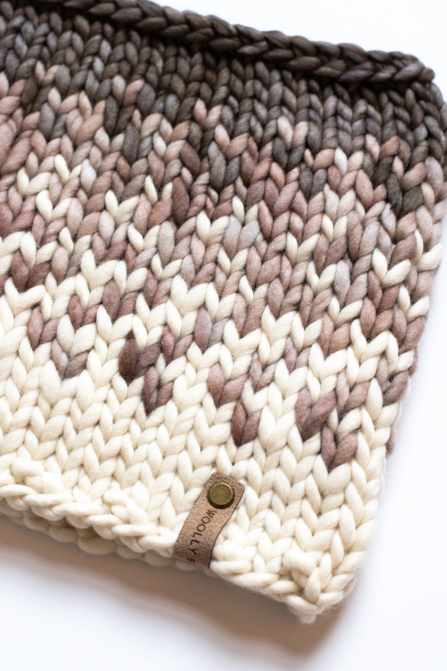 Gray and Ivory Merino Wool Fair Isle Hand Knit Cowl